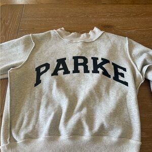 Gray Sweatshirt with Black 'PARKE' Print